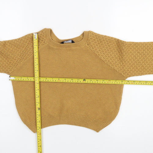 Miss Selfridge Women Mustard Knit Jumper UK 4 Acrylic Crew Neck Long Sleeve