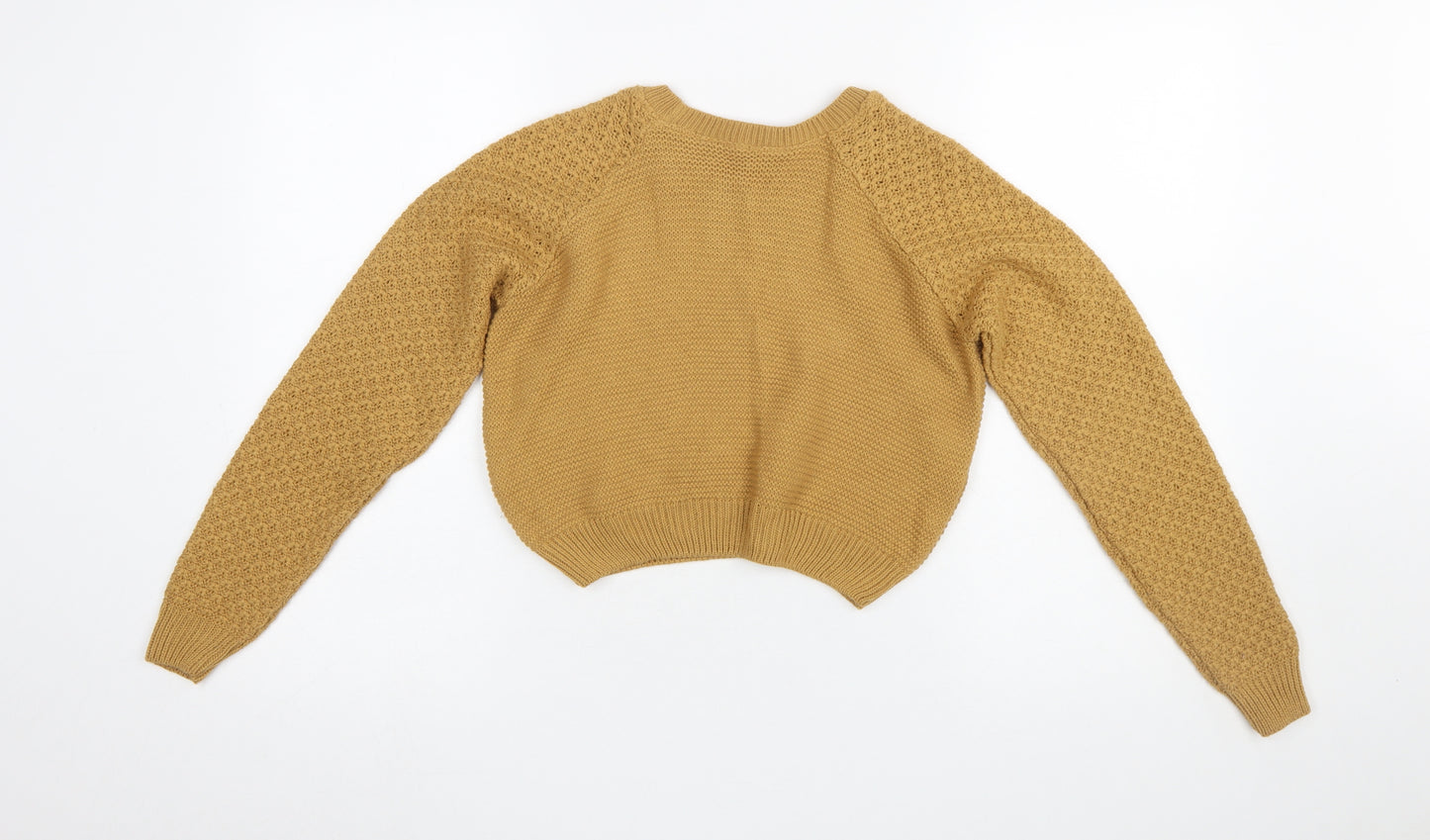 Miss Selfridge Women Mustard Knit Jumper UK 4 Acrylic Crew Neck Long Sleeve