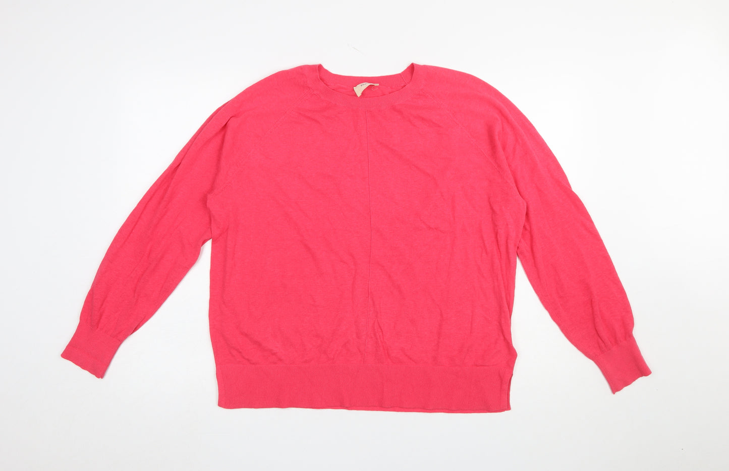Hush Women’s Pink Linen Cotton Crew Neck Pullover Jumper Size M
