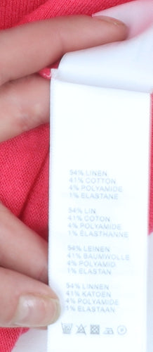 Hush Women’s Pink Linen Cotton Crew Neck Pullover Jumper Size M