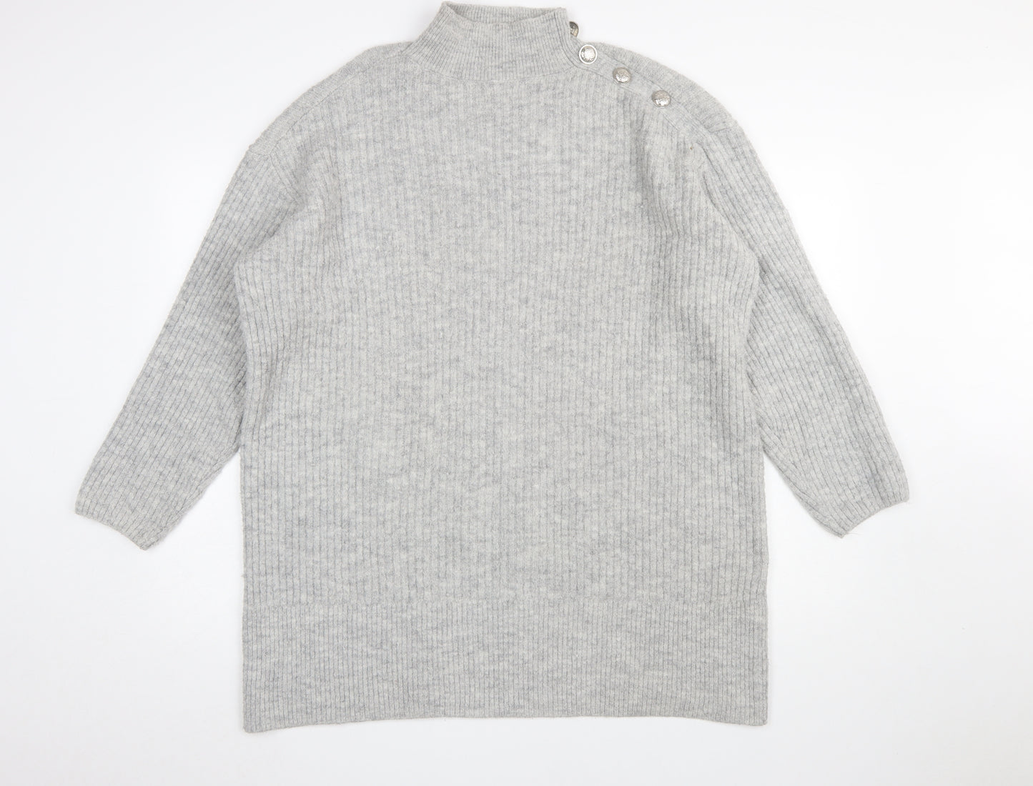 River Island Women’s Grey Mock Neck Knit Jumper Size M