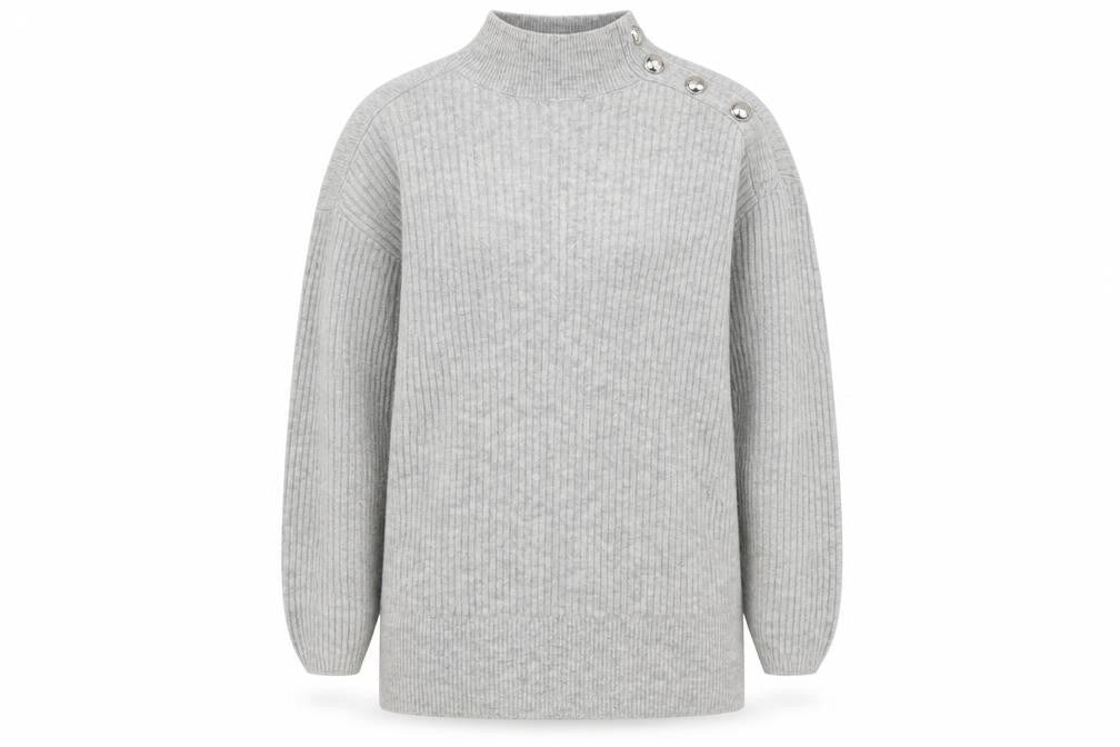 River Island Women’s Grey Mock Neck Knit Jumper Size M