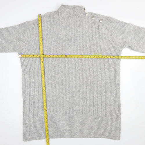 River Island Women’s Grey Mock Neck Knit Jumper Size M
