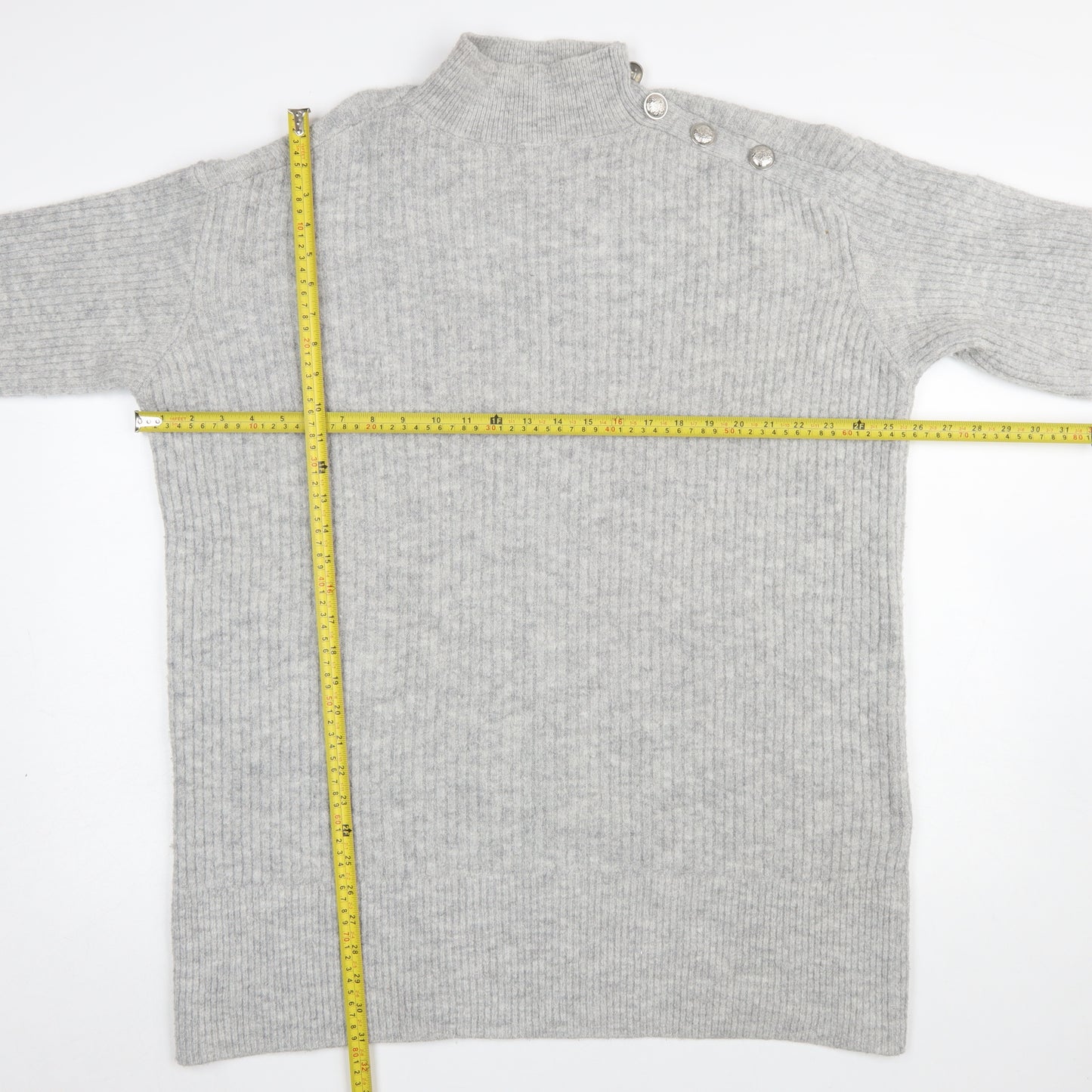 River Island Women’s Grey Mock Neck Knit Jumper Size M