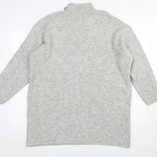 River Island Women’s Grey Mock Neck Knit Jumper Size M
