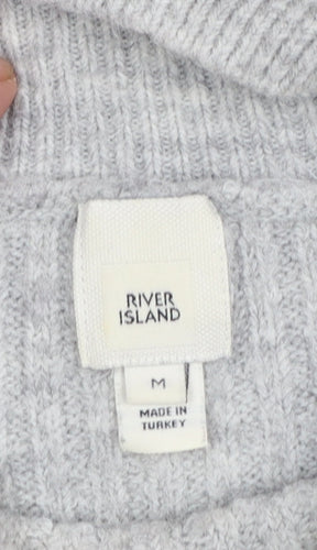 River Island Women’s Grey Mock Neck Knit Jumper Size M