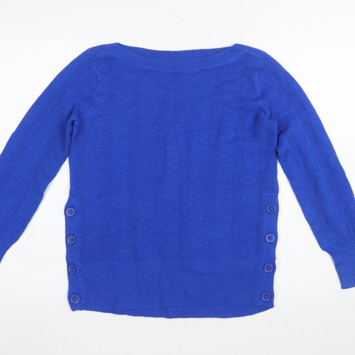 Marks and Spencer Per Una Blue Button Detail Women's Size 8 Jumper