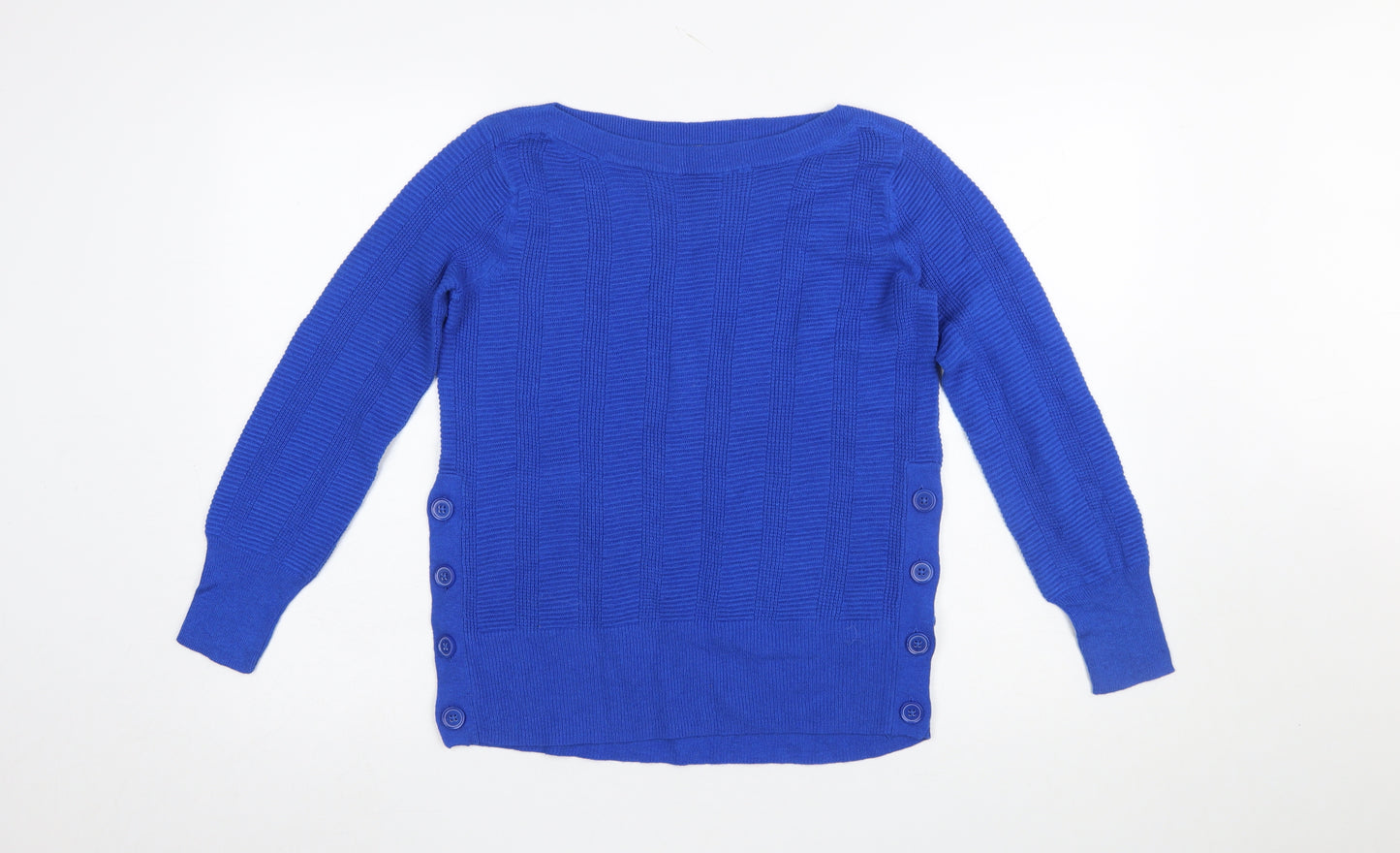 Marks and Spencer Per Una Blue Button Detail Women's Size 8 Jumper