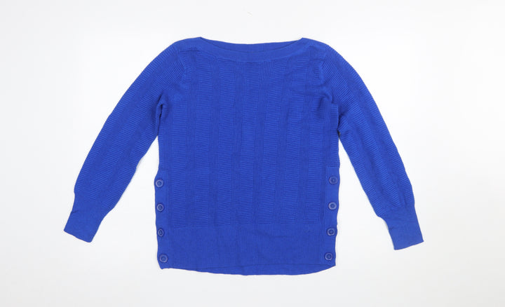 Marks and Spencer Per Una Blue Button Detail Women's Size 8 Jumper