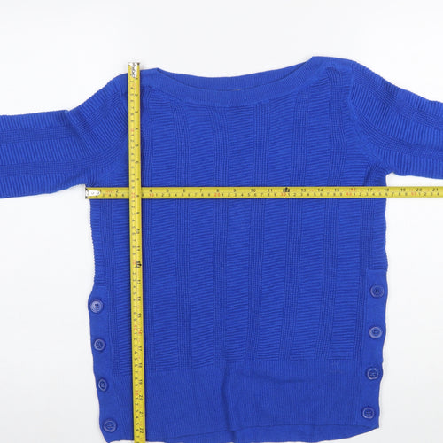 Marks and Spencer Per Una Blue Button Detail Women's Size 8 Jumper