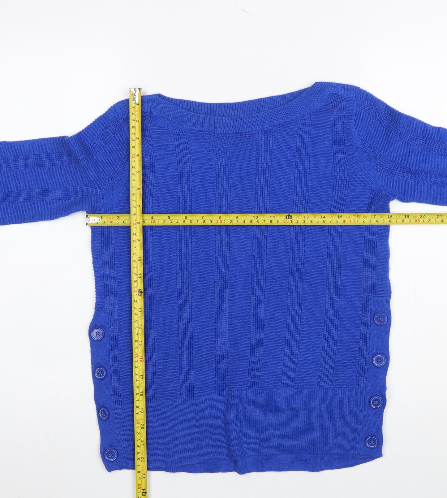Marks and Spencer Per Una Blue Button Detail Women's Size 8 Jumper