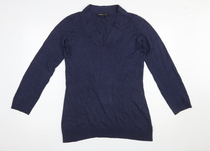 Great Plains Womens Blue XL V-Neck Long Sleeve Knit Jumper