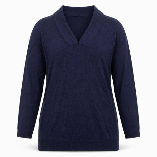 Great Plains Womens Blue XL V-Neck Long Sleeve Knit Jumper