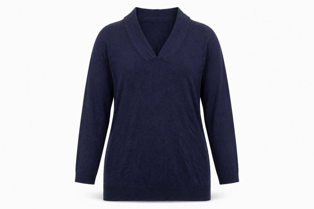 Great Plains Womens Blue XL V-Neck Long Sleeve Knit Jumper