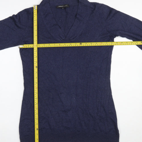 Great Plains Womens Blue XL V-Neck Long Sleeve Knit Jumper