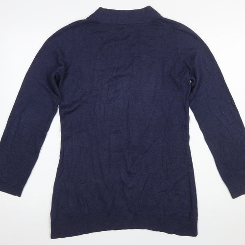 Great Plains Womens Blue XL V-Neck Long Sleeve Knit Jumper