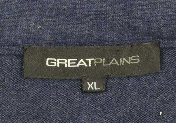 Great Plains Womens Blue XL V-Neck Long Sleeve Knit Jumper