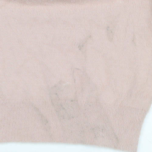 Next Women's Pink Beaded Mock Neck Long Sleeve Pullover Jumper Size S