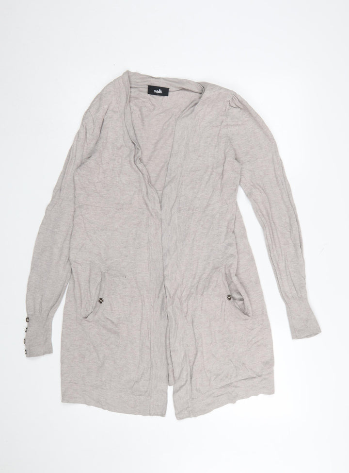 Wallis Women Beige Longline Knit Cardigan Small