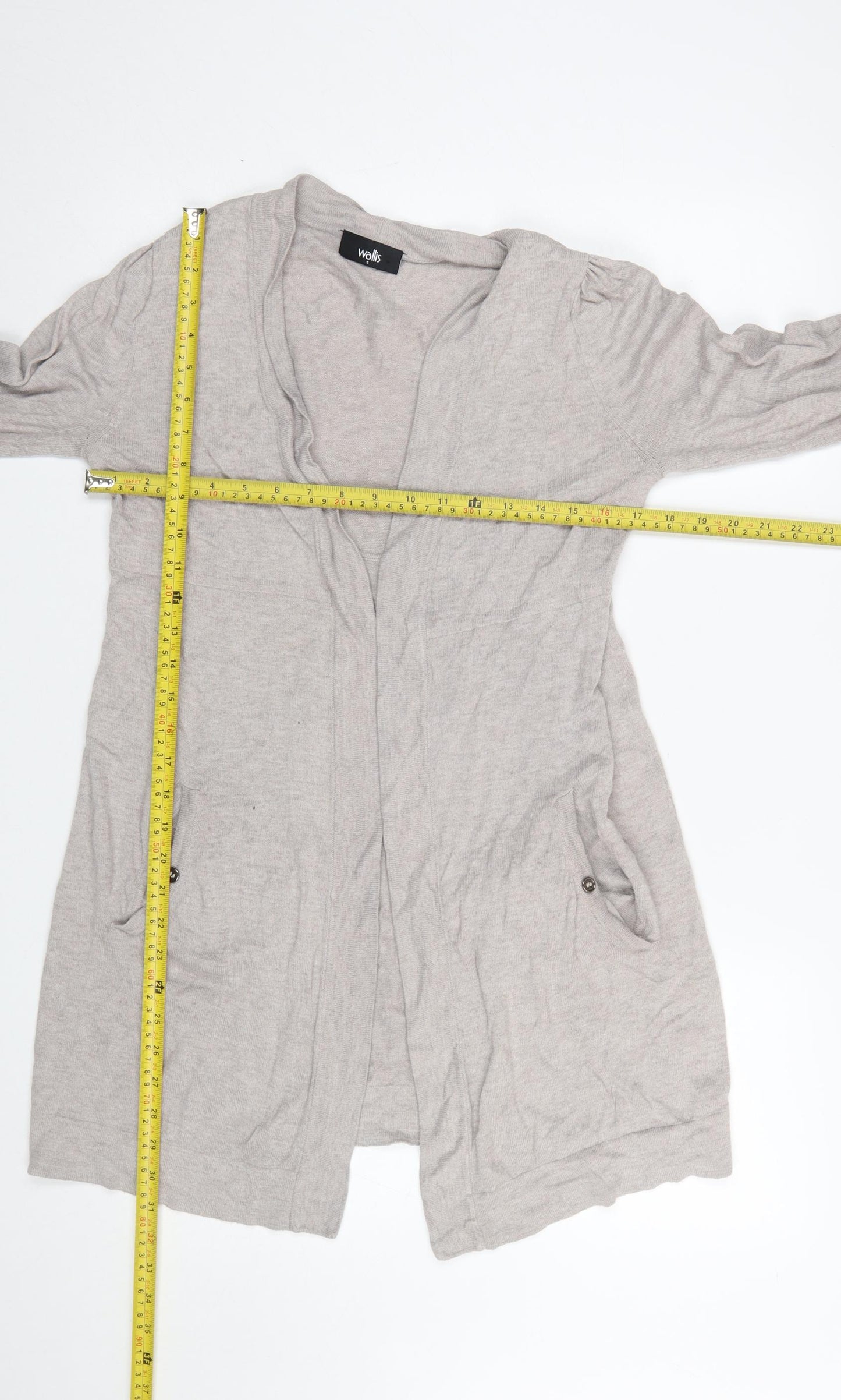 Wallis Women Beige Longline Knit Cardigan Small