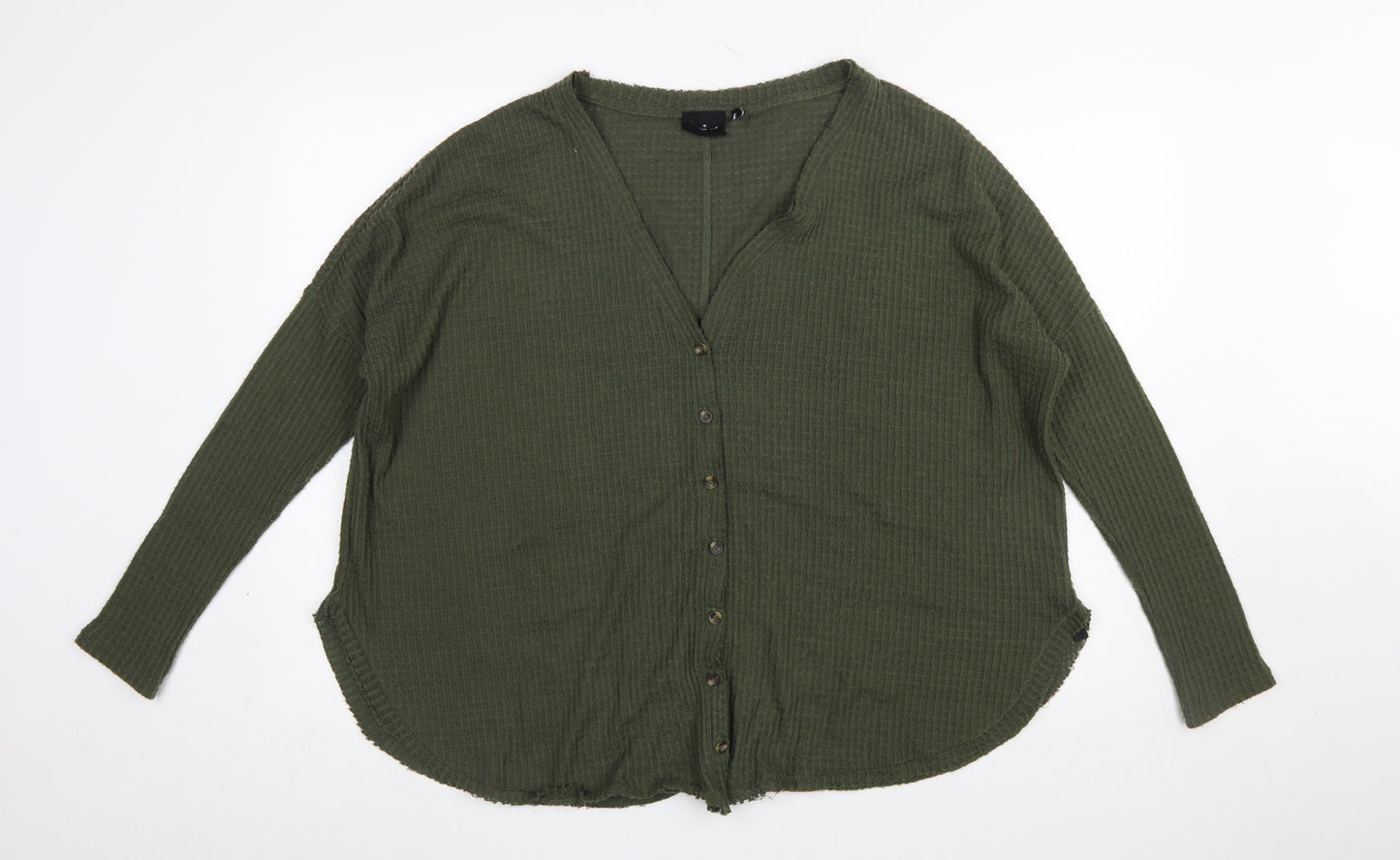 Out From Under Women’s Green Button-Up Long Sleeve Knit Top S