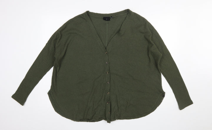 Out From Under Women’s Green Button-Up Long Sleeve Knit Top S