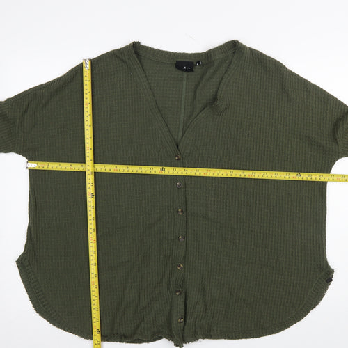 Out From Under Women’s Green Button-Up Long Sleeve Knit Top S
