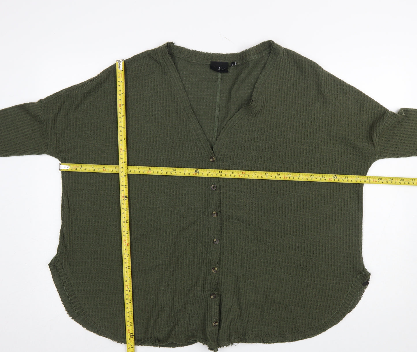 Out From Under Women’s Green Button-Up Long Sleeve Knit Top S