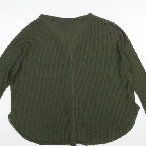 Out From Under Women’s Green Button-Up Long Sleeve Knit Top S