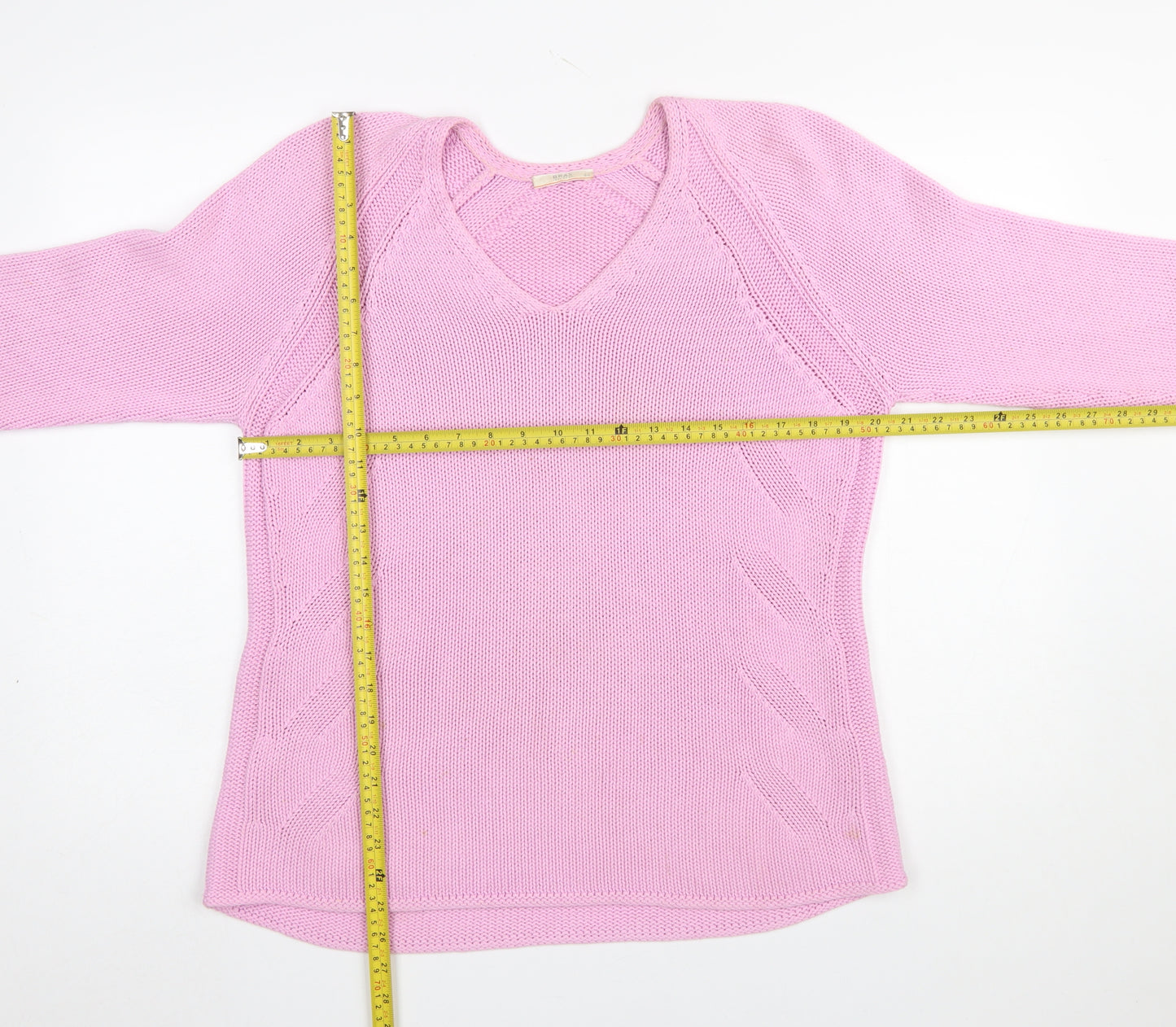 Brax Women Pink V-Neck Long Sleeve Cotton Knit Jumper Size 16
