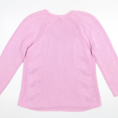 Brax Women Pink V-Neck Long Sleeve Cotton Knit Jumper Size 16