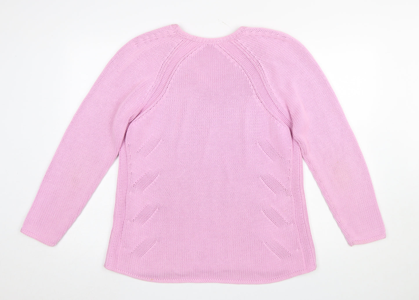 Brax Women Pink V-Neck Long Sleeve Cotton Knit Jumper Size 16
