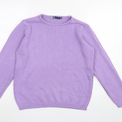 Isle Women’s Purple Cotton Crew Neck Jumper Size M 14-16