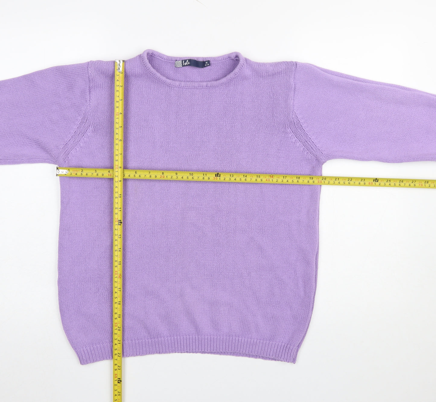 Isle Women’s Purple Cotton Crew Neck Jumper Size M 14-16