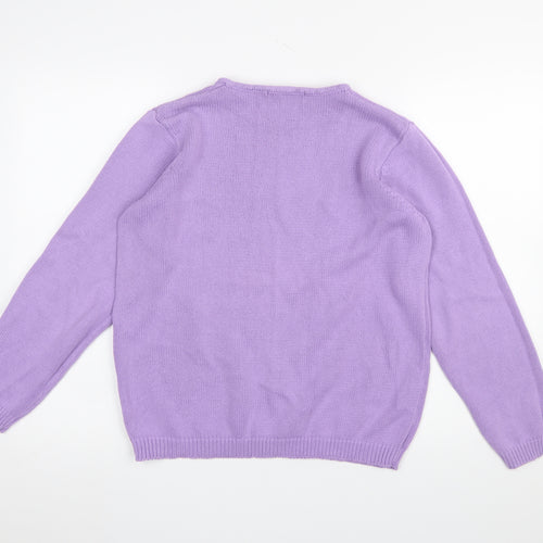 Isle Women’s Purple Cotton Crew Neck Jumper Size M 14-16
