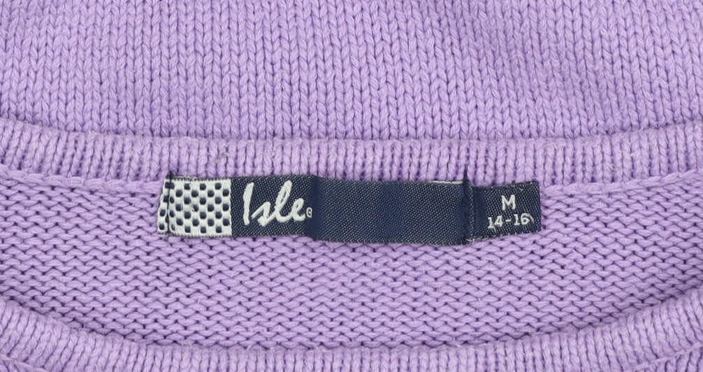 Isle Women’s Purple Cotton Crew Neck Jumper Size M 14-16