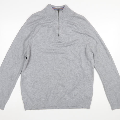 Ted Baker Men’s Grey High Neck 1/2 Zip Jumper Size L