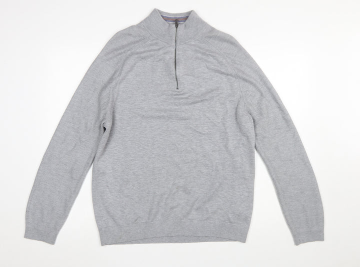 Ted Baker Men’s Grey High Neck 1/2 Zip Jumper Size L