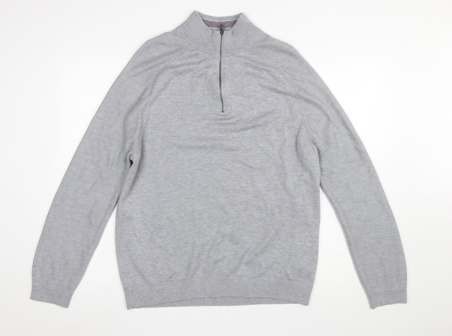 Ted Baker Men’s Grey High Neck 1/2 Zip Jumper Size L
