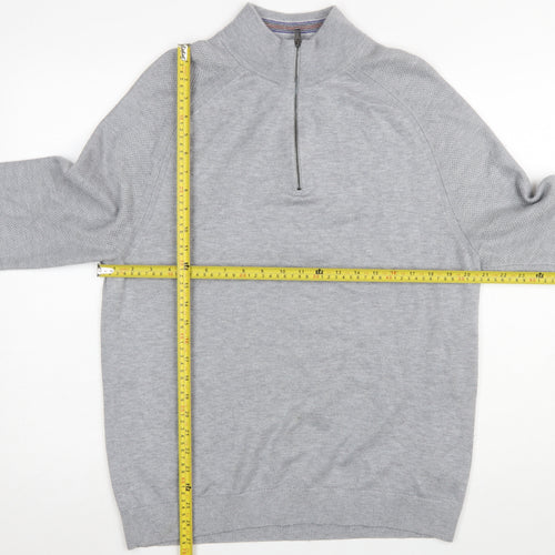 Ted Baker Men’s Grey High Neck 1/2 Zip Jumper Size L