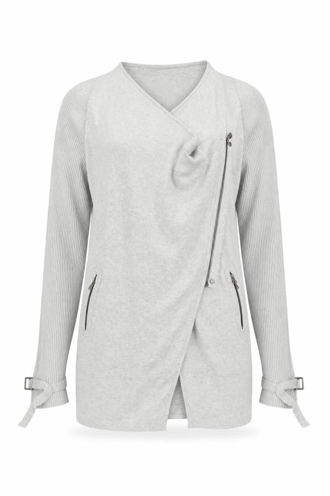 Mint Velvet Women's Grey Wrap Knit Jumper UK 8 Long Sleeve