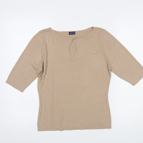 Debenhams Women Beige 3/4 Sleeve Knit Jumper Size 14