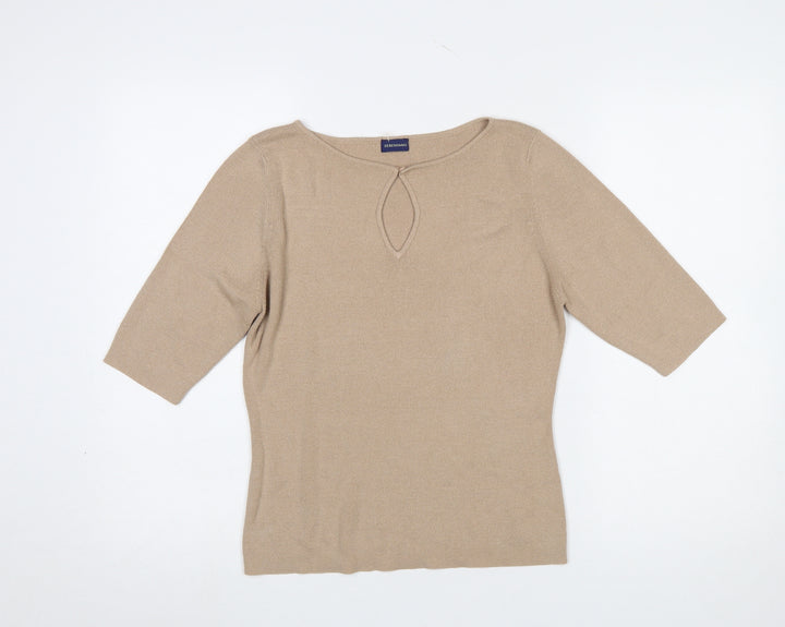Debenhams Women Beige 3/4 Sleeve Knit Jumper Size 14