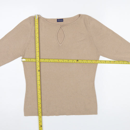 Debenhams Women Beige 3/4 Sleeve Knit Jumper Size 14