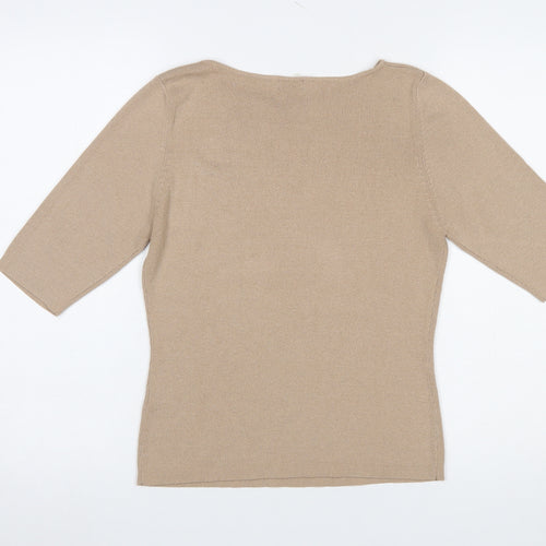 Debenhams Women Beige 3/4 Sleeve Knit Jumper Size 14