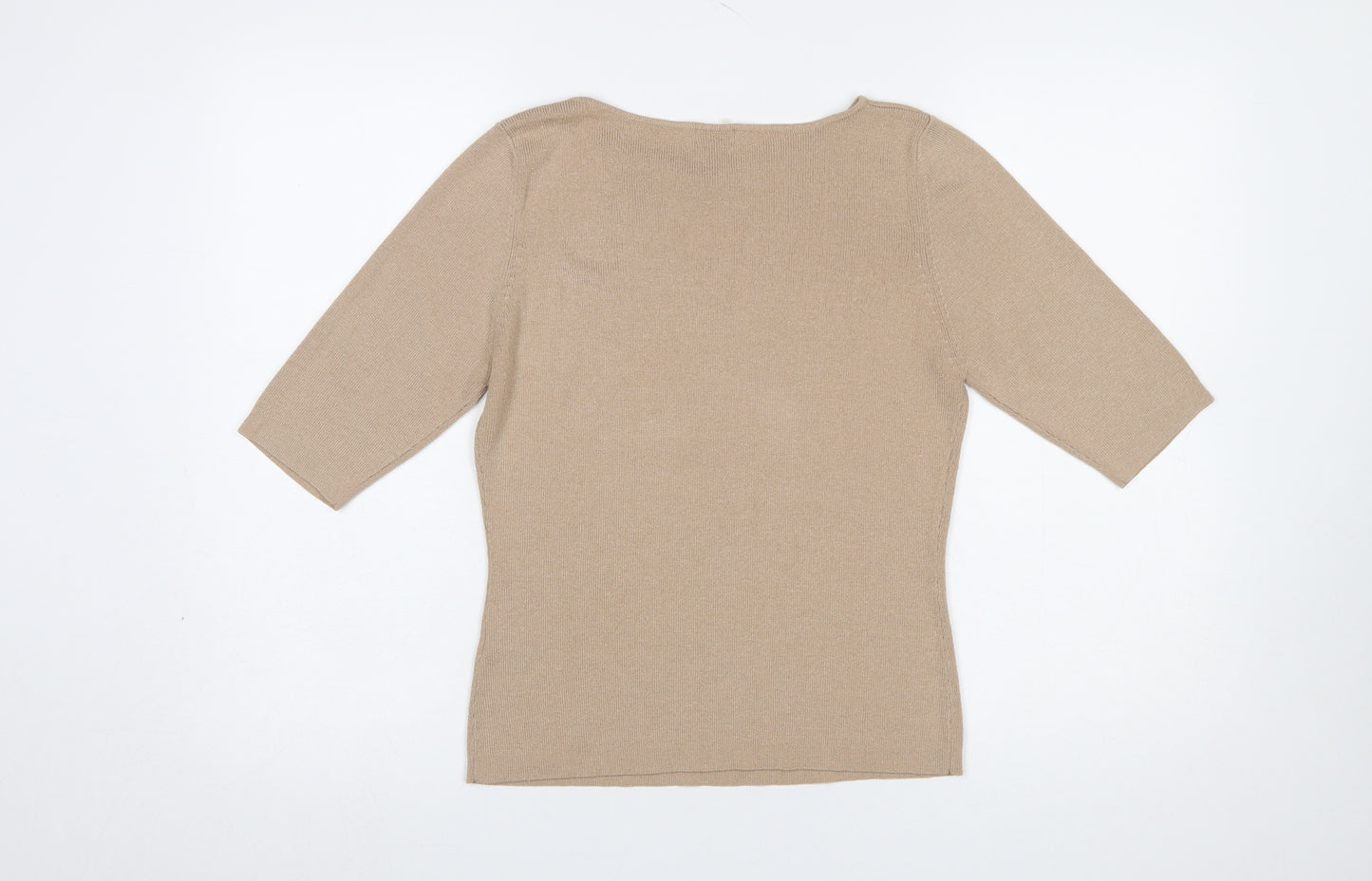 Debenhams Women Beige 3/4 Sleeve Knit Jumper Size 14