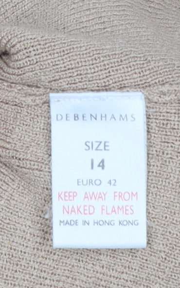 Debenhams Women Beige 3/4 Sleeve Knit Jumper Size 14