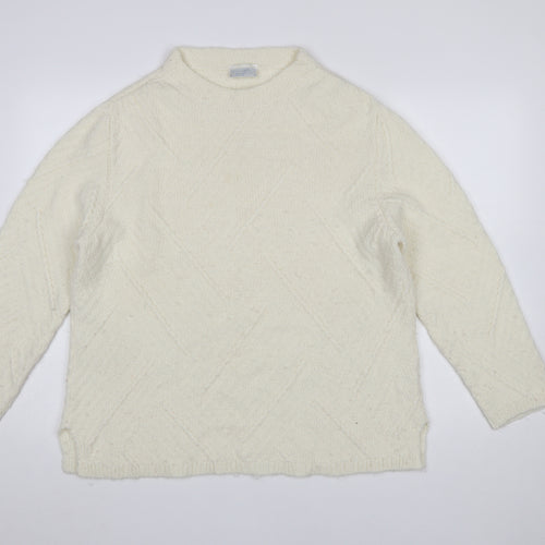 Cotswold Collections Women Ivory Mock Neck Wool Blend Jumper L