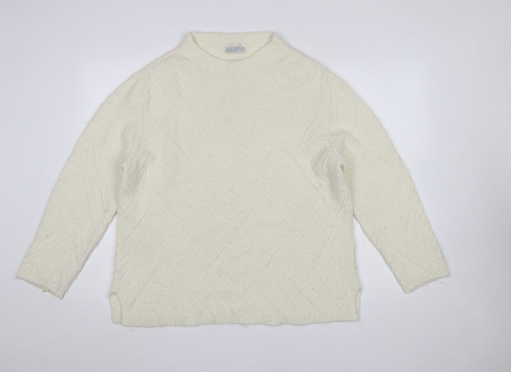 Cotswold Collections Women Ivory Mock Neck Wool Blend Jumper L
