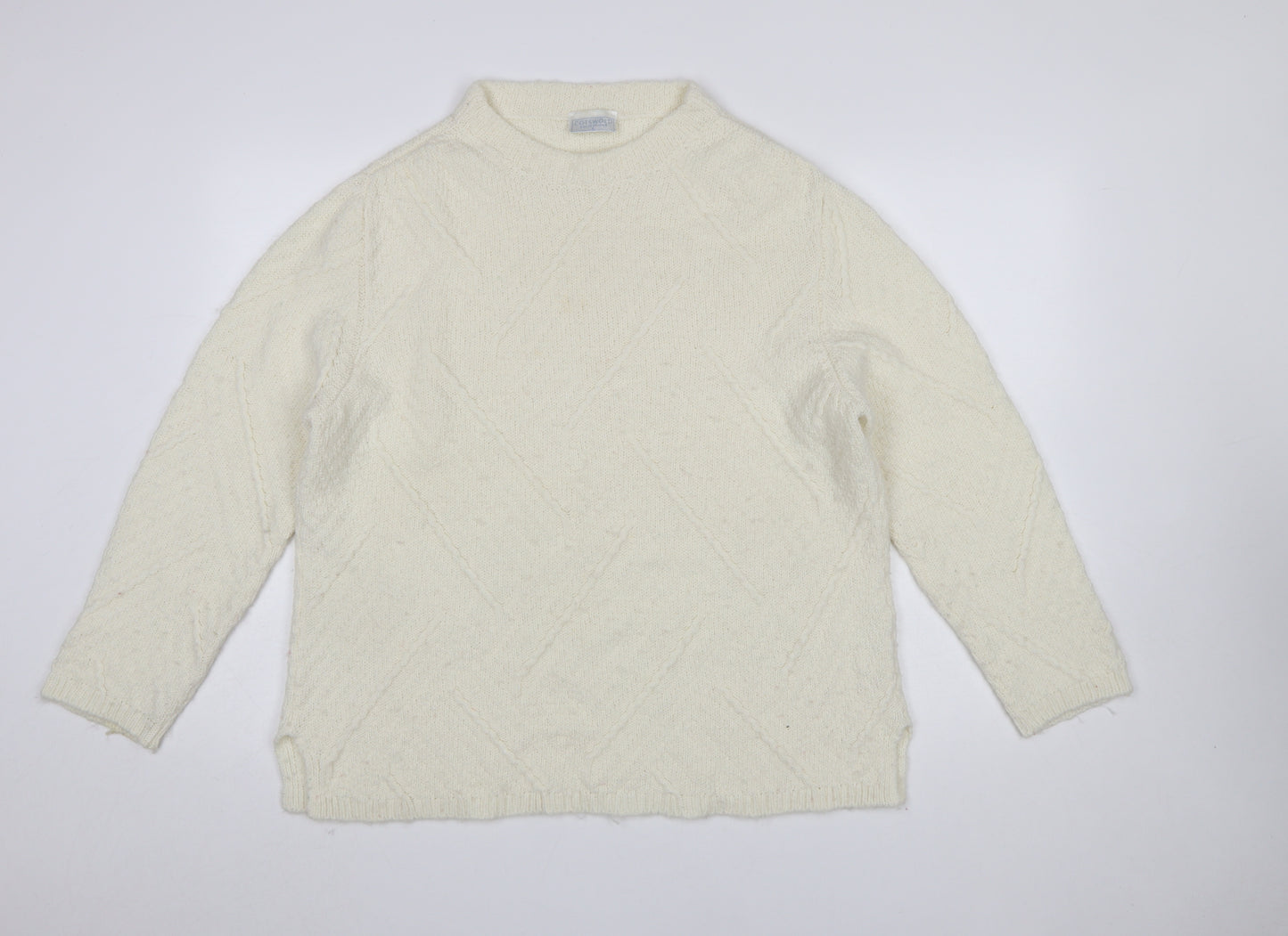 Cotswold Collections Women Ivory Mock Neck Wool Blend Jumper L